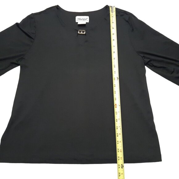 Anthony Richards Top Womens Large Black Stretch 3/4 Sleeve Blouse 38 in Chest - Picture 4 of 12